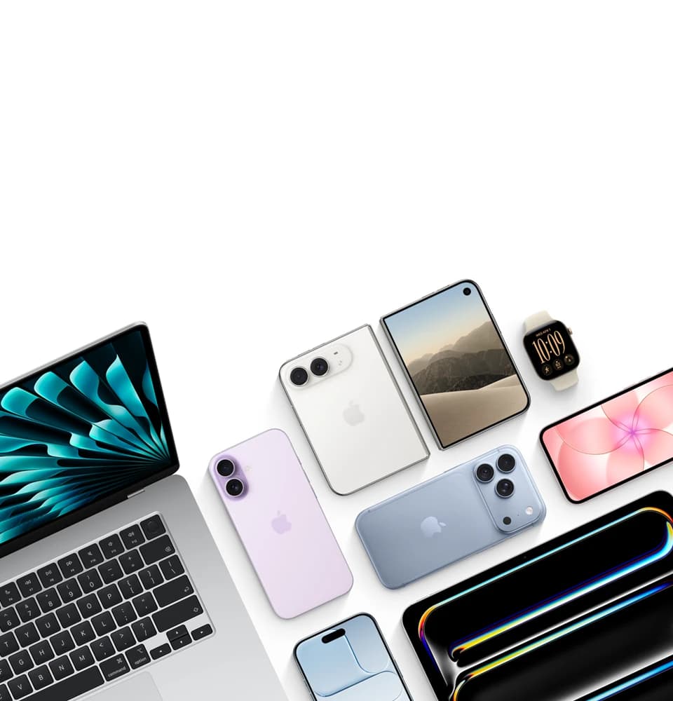 MacBook, iPhone, Apple Watch e iPad visti dall'alto
